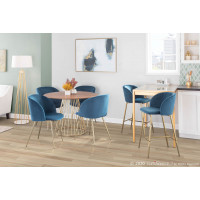 Lumisource DT-CANARY2 AUWL Canary Contemporary/Glam Dining Table in Gold Metal and Walnut Top